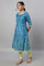 Blue Printed A line kurta & Tights Set