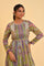 Multi-Coloured Printed Flared Dress With Belt