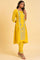 Yellow Glitter Printed A-Line kurta