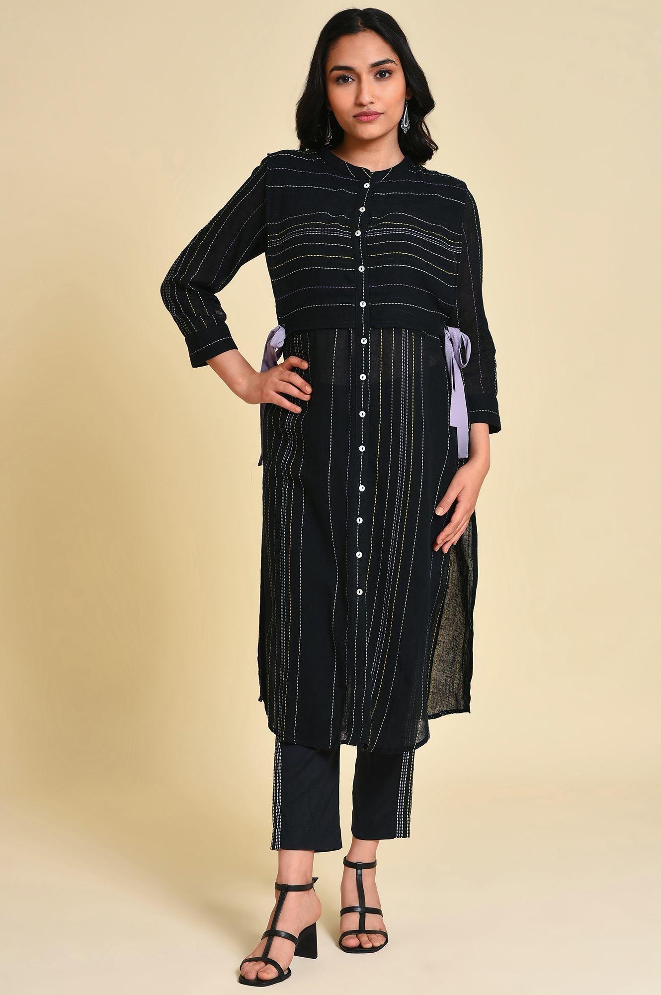 Black Mock Vest Plus Size kurta