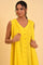 Yellow Fashionable Sleeveless Draped Dress