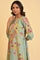 Green Printed kurta With Decorative Side Metal Ring