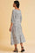 Ecru Printed Rayon Moss Dress With Belt