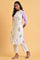 White And Light Purple Seer Sucker Embroidered Summer kurta