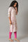 Light Pink Floral Printed kurta In Mandarin Collar