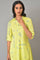 Celery Green Asymmetric kurta In Geometric Print