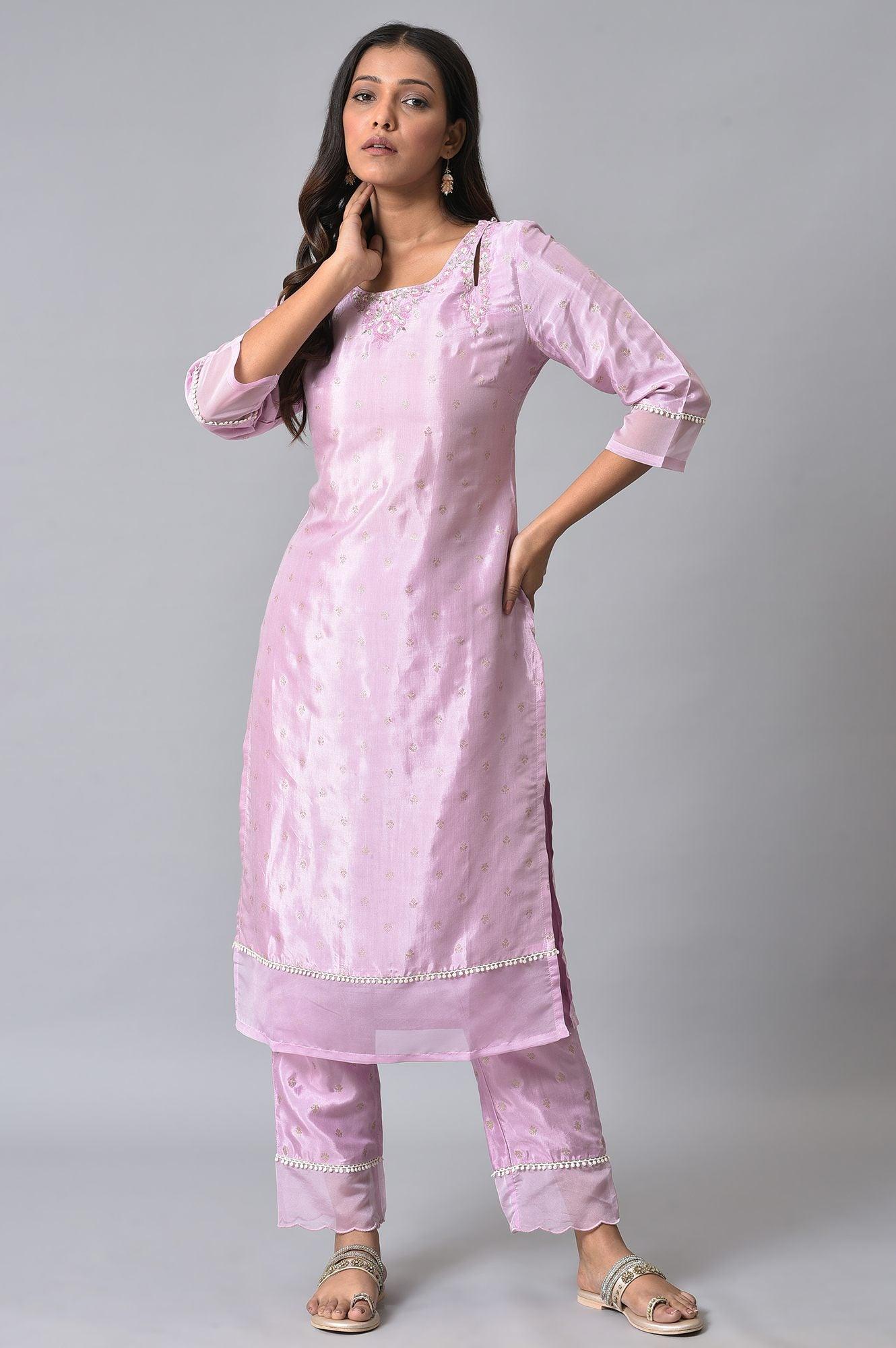 Light Purple Embroidered kurta