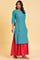 Blue Round Neck Dobby Kurta with Sequins