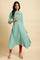 Green Embroidered Asymmetric kurta