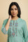 Green Embroidered Asymmetric kurta