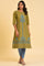 Green Cotton Printed Straight kurta