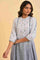 Grey And Blue Ombre A-Line Embroidered kurta