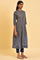 Grey Flared Printed kurta