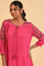 Pink Embroidered Flared Top