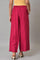 Berry Pink Embroidered Parallel Pants