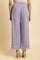 Purple Parallel Pants With Lace At Hemline