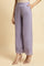 Purple Parallel Pants With Lace At Hemline