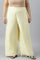 Light Yellow Plus Size Parallel Pants With Pleats And Lace Detail