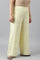 Light Yellow Plus Size Parallel Pants With Pleats And Lace Detail