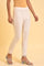 Ecru Solid Slim Pants With Lace On Hem