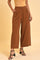 Brown Wide-Leg Pleated Trousers