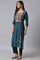 Teal Printed Mock-Layer kurta Set