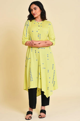 Green Asymmetrical kurta Set