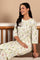 White Floral Printed Pure Cotton Straight Kurta and Pants Co-ord Set