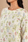 White Floral Printed Pure Cotton Straight Kurta and Pants Co-ord Set