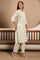 White Floral Printed Pure Cotton Straight Kurta and Pants Co-ord Set