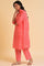 Light Red Printed Kurta, Pants & Dupatta Co-Ord Set