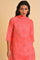 Light Red Printed Kurta, Pants & Dupatta Co-Ord Set