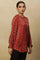 Brick Red Ajrakh Print Top In Lustrous Satin
