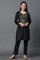 Black Zari Embroidered Velvet Kurta and Pants Set