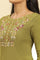 Olive Green Embroidered Acrylic Winter Kurta