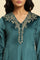 Teal Green Embroidered Flared Velvet Kurta