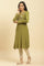 Green Embroidered Winter Kurta And Tights Set