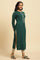 Emerald Green Embroidered Winter Kurta And Tights Set