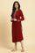 Red Embroidered Winter Kurta And Tights Set