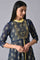 Blue Embroidered Gillet & Dress Set