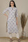 Beige Floral Printed with Zari work Straight Kota Kurta