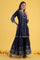 Blue Embroidered Kurta & Sharara with Dupatta Set