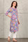 Blue Floral Printed Rayon Straight Kurta