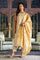 Beige Jacquard Sleeveless Embellished Kurta, Pants And Dupatta Set