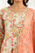 White Floral Printed Thread Embroidered Neck Chiffon Flared Kurta, Straight Pants And Dupatta Set