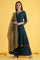 Blue Printed Sequins Flared Kurta & Flared Pants with Dupatta Set