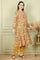Mustard Yellow Floral Printed Breezy Rayon A-Line Kurta And Pants Set