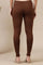 Brown Solid Skinny Fit Cotton Lycra Leggings