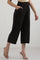Black Solid Rayon Flarred Culottes