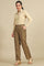 Brown Yarn Dyed Straight Fit Pants With Zari Detailing